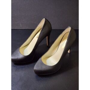 BCBGeneration Snakeskin Embossed Pointed Toe Platform Pumps Dark Grey Black 6.5M